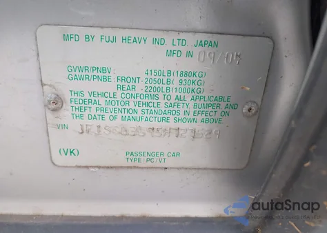 2005 Subaru Forester 2.5X from USA, damaged, VIN JF1SG63695H727529